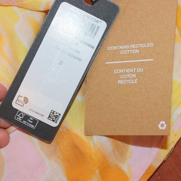 NWT Vero Moda Yellow Joa Strapt Print Mini Dress Women Size Small - Picture 8 of 9